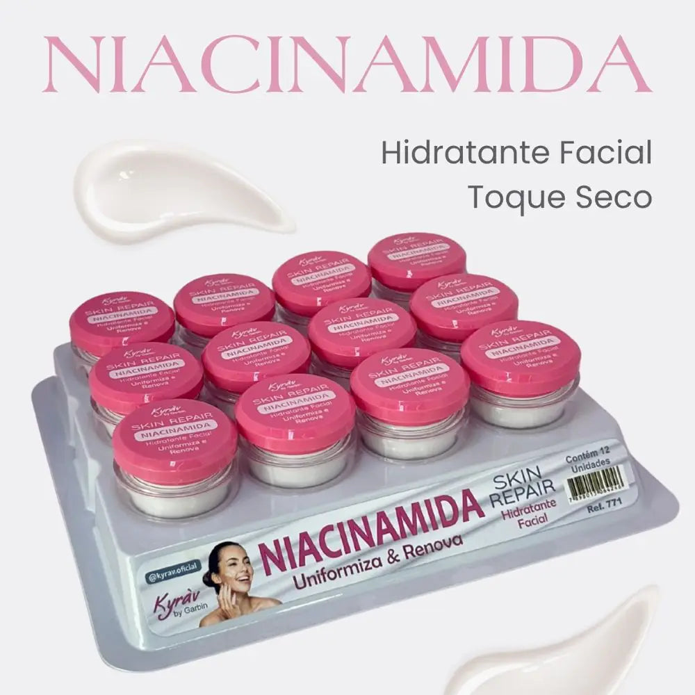 Hidratante Facial de Niacinamida - Vitamina B3 - Box com 12 unidades